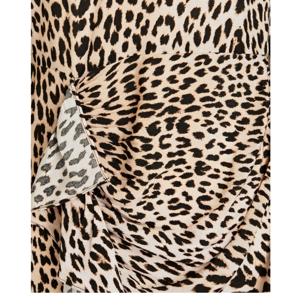 Maje Clair Leopard Print Ruffle Mini Dress Long Sleeve Animal Print Crepe XS NWT - Picture 11 of 14